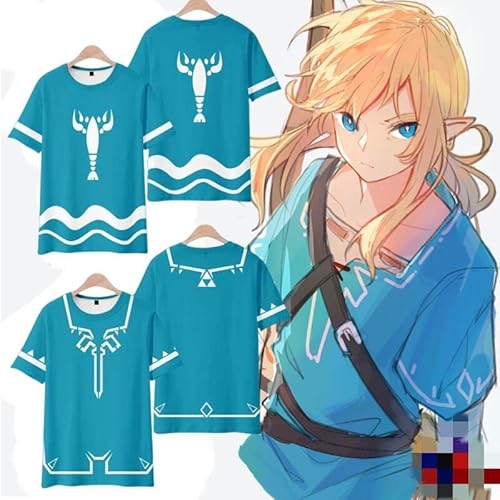 ゼルダの伝説 ｔシャツ 子供 大人 半袖 親子服 同型 エレン ミカサ 柔らかい 快適 吸汗 速乾 肌着 丸首 コスプレ衣装 cosplay コスチューム カジュアル  大人tシャツ おおきいサイズ インナーシャツ 肌着 通勤通学 スポーツシャツ コスチューム 夏祭り 花火大会 誕生日 プレゼント 男女兼用 (4,S)