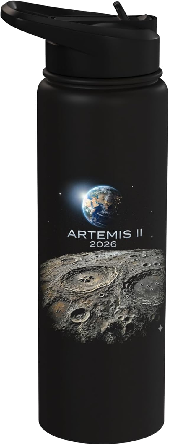 Artemis Moon View Earth Space Exploration Stainless Steel Insulated Water Bottle