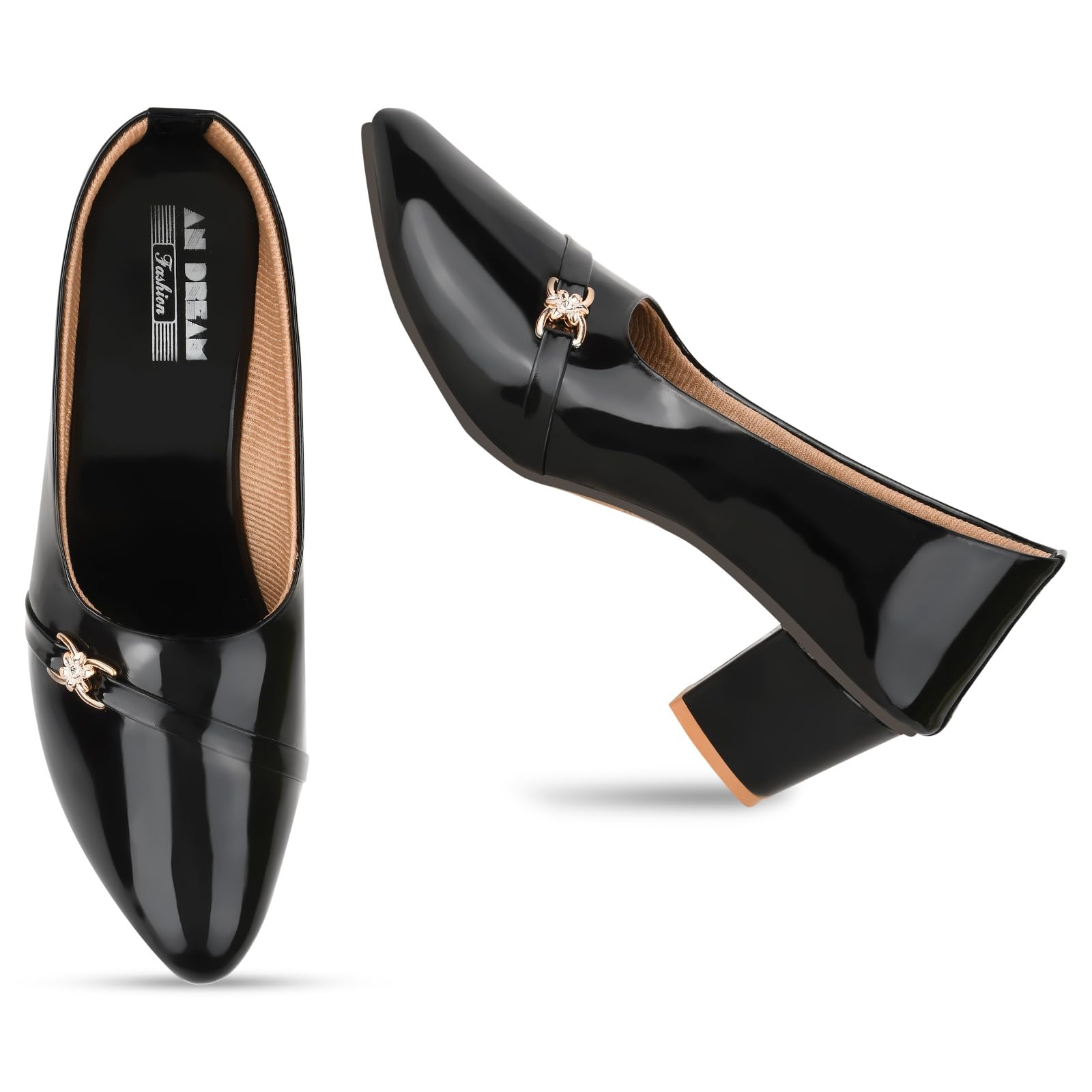 AN DREAM FASHION Women Office Wear Formal Bellies Latest Ballet Heels Shoes Women Stylish Fashion Bellies (Black, UK Footwear Size System, Adult, Women, Numeric, Medium, 4) 4