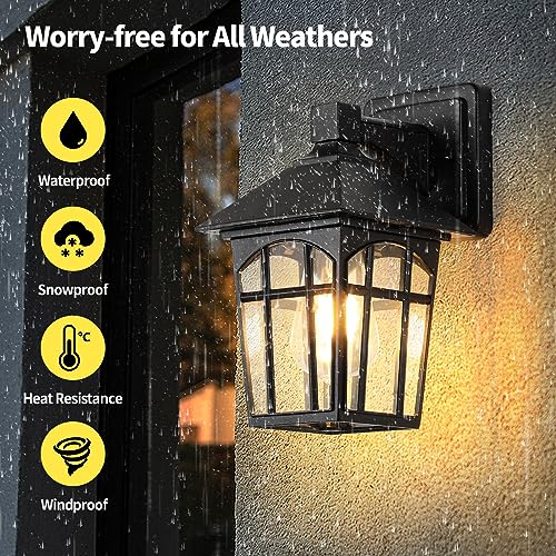 Outdoor Wall Lantern Matte Black Outside Wall Light Waterproof Exterior Lighting Fixtures Wall Mount Sconce for House Front Door Coach Porch Garage Doorway Entryway Patio
