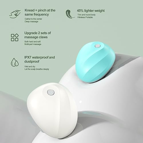 Miniatura 3 de PERZOE Masajeador eléctrico inalámbrico para el cuero cabelludo, masajeador de mano para mascotas con 4 cabezales de masaje y 96 nodos de masaje