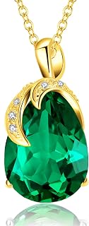 Damenkette Edelstein Anhänger Halskette | Oval Teardrop Birne Kristall Rubin Smaragd Rosa Saphir Birthstone Halskette | Platin-Silber-Schmuckgeschenk