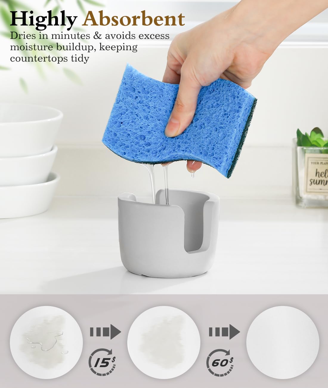 Luxspire Diatomite Sponge Holder - Fast Drying -2 Luxspire Diatomite Sponge Holder - Fast Drying -2