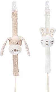 COTTONBEBE Pacifier Clip, 2 Pack Baby Pacifier Holder for Boys and Girls Fits Many Pacifiers & Baby Teething Toys, Ideal Baby Gift (Puppy & Bunny)