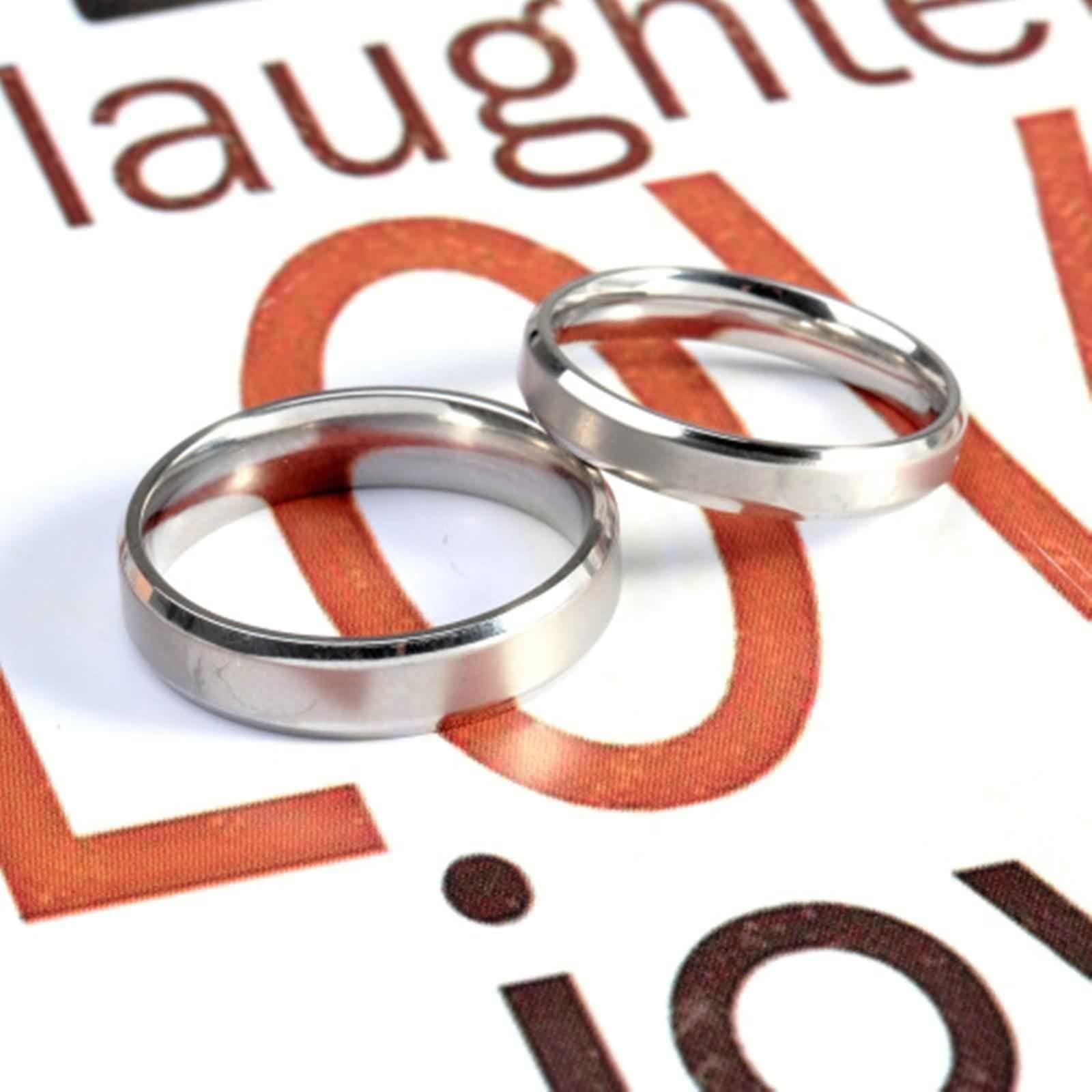 Anillo Pareja,Anillo Personalizado Grabado Anillos Acero Inoxidable Pareja Plata con Redondo Mate Anillos Parejas