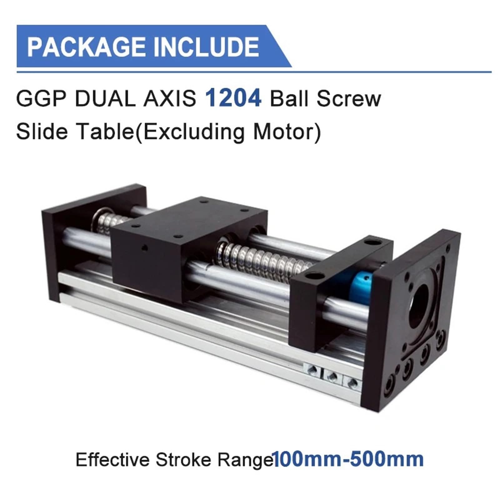 Dual Optical Axis Manual Sliding Table Rail Guide 100mm-500mm Effective Stroke Linear Guide Stage Rail Motion Slide Table Ball Screw SFU1204 Actuator 3D Printer(Effective Stroke 100)