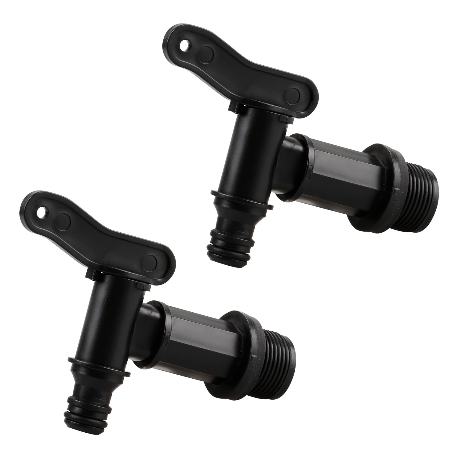 Gaomumu 2PCS Water Butt Tap Replacement, Push-Fit Plastic Taps, Leak-Proof Faucet, Universal Hose Connector for Buckets, Water Tanks & Garden Use.
