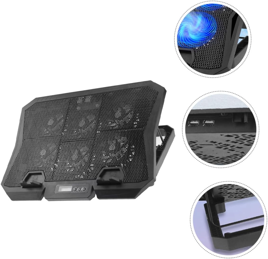 NUOBESTY Laptop Cooling Pad 15.6 Inch Silent Fan Cooling Stand Adjustable Speed with Blue Light for Notebook PC Cooler Suitable for Gaming and Office Use