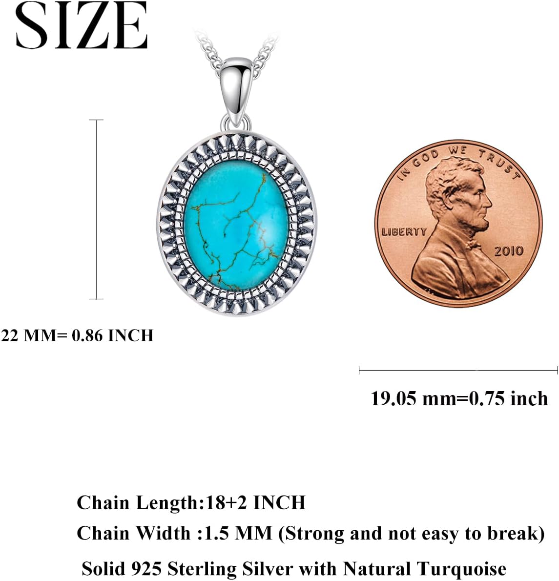 Genuine Gemstone Necklace for Women 925 Sterling Silver Real Southwest Native American Pendant Jewelry with Oval Gemstone for Her Wife Mom