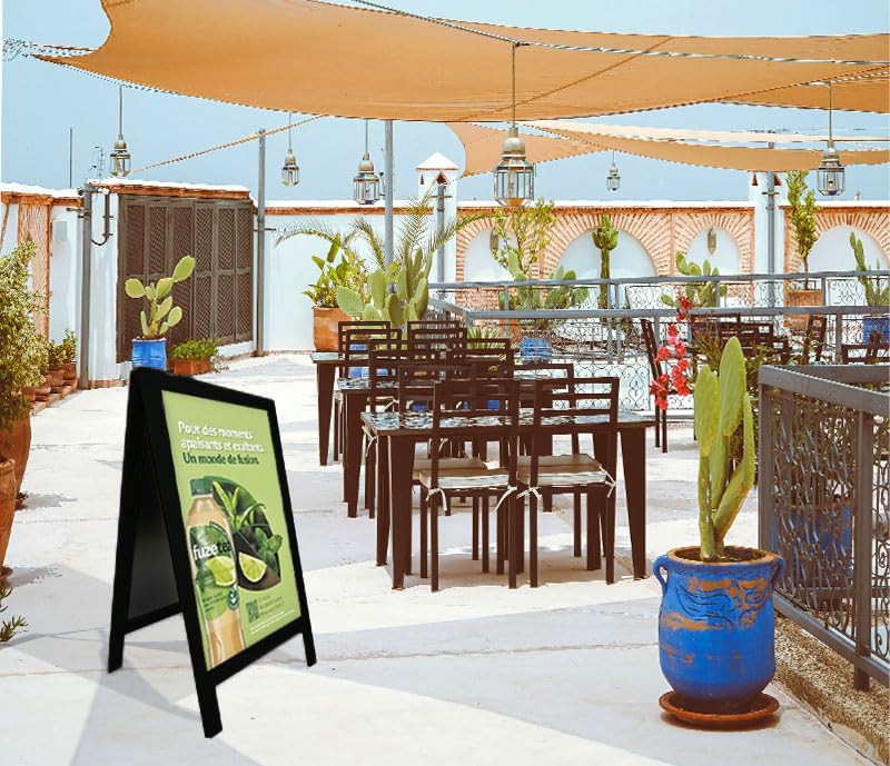 Chevalet stop trottoir avec cadre bois couleur noir dimensions 127 x 75 cm