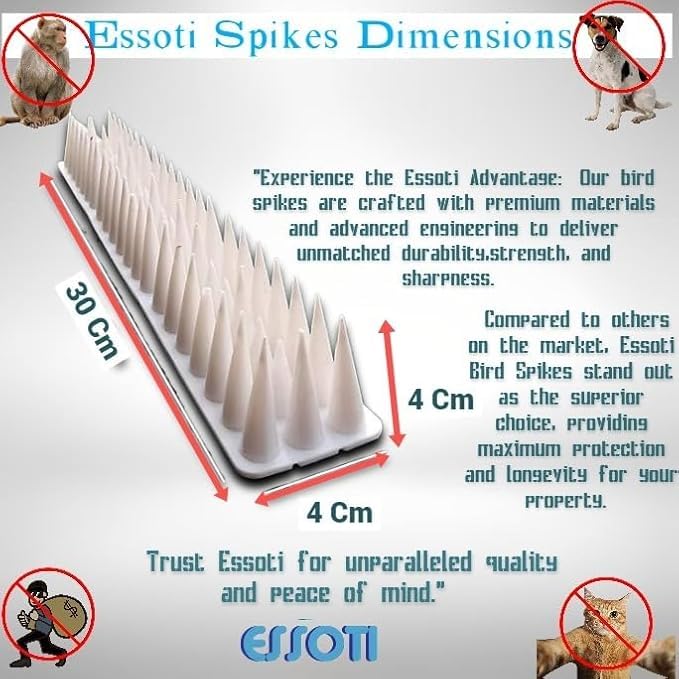 Image of Essoti Guard: Universal Plastic Spike Deterrent for Monkeys, Dogs, Cats, Birds - Ideal for Railings, AC Units, and More! (20, Green)