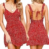 FINEJO Women's Sexy lace Strapless Dress Palka Dot Backless A-line Mini Short Dress S