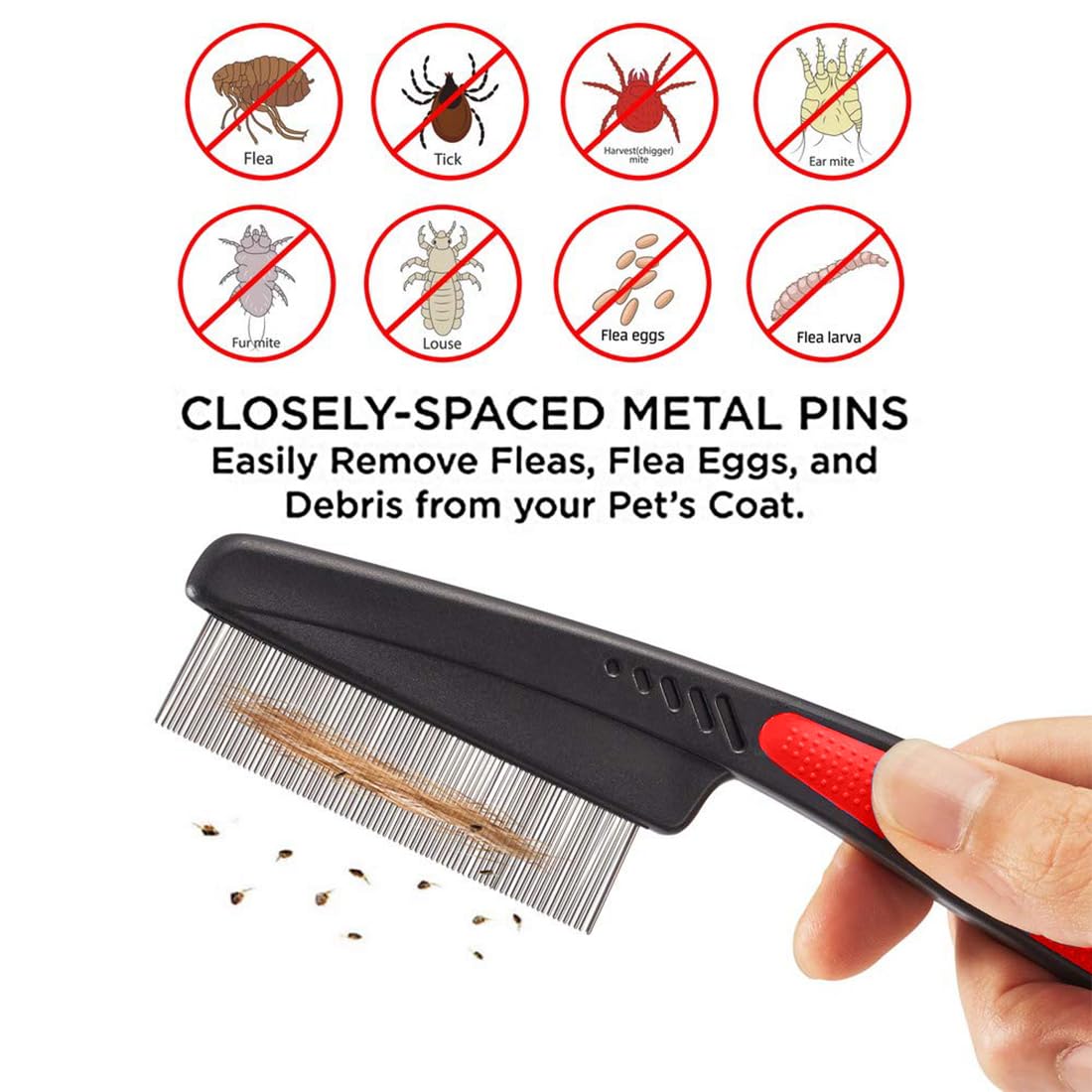 Pettine Antipulci Per Cani E Gatti - Flohkamm In Acciaio Inox, Rimuove Pulci, Zecche E Lendini - Foto 6