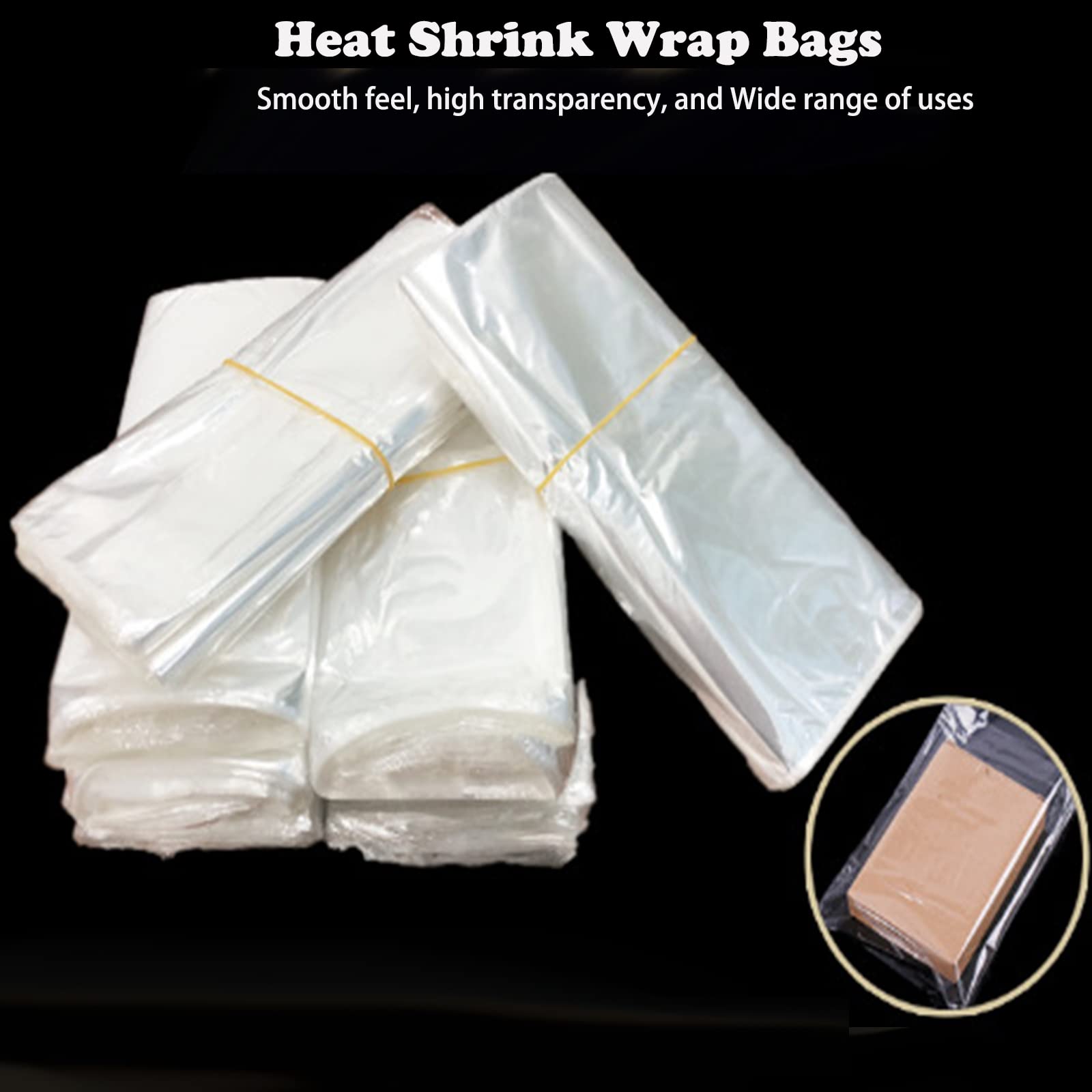 MACHSWON 100Pcs Krimp Wrap Zakken PVC Clear Krimpfolie Wrap 43cmx60Cm Enkele Poort Krimpbare Film Tas Voor Verpakking Zeep Schoenen Kaarsen Kleine Geschenken Handgemaakte Diy Ambachten