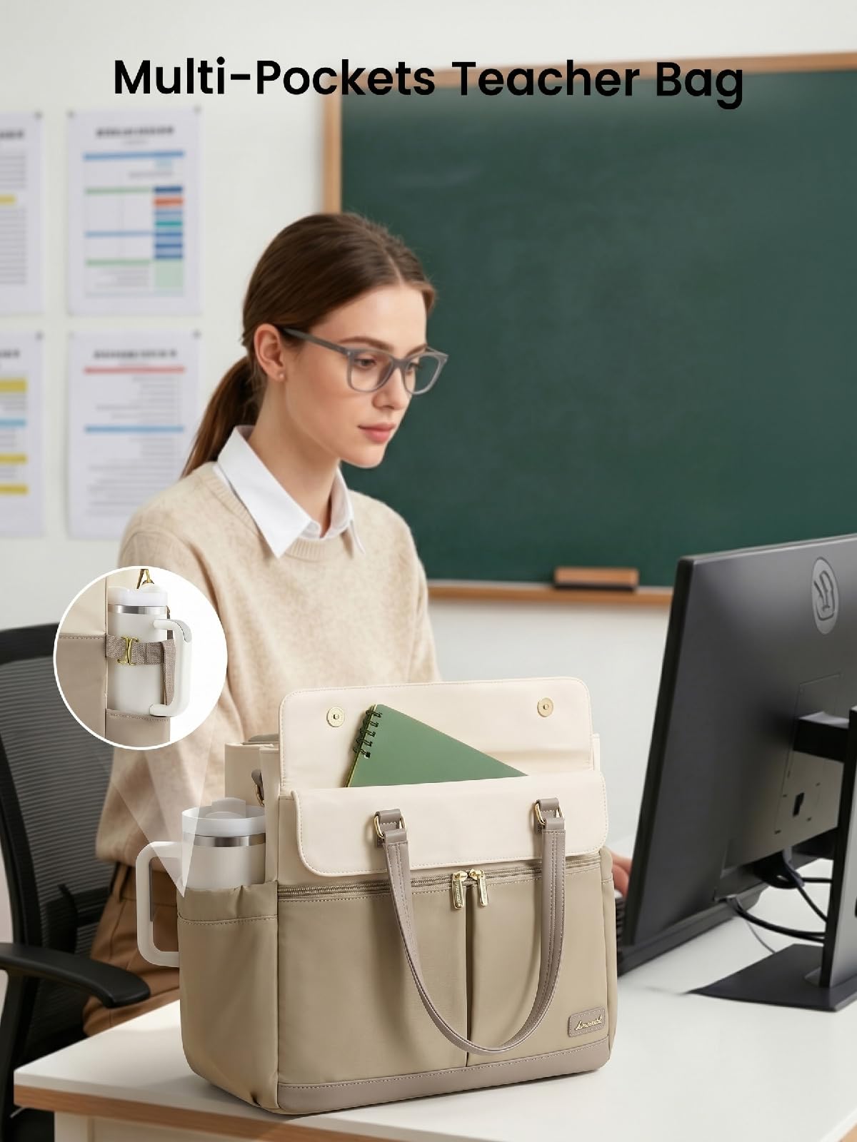LOVEVOOK Torba robocza damska z izolowaną kieszenią chłodzącą na laptopa