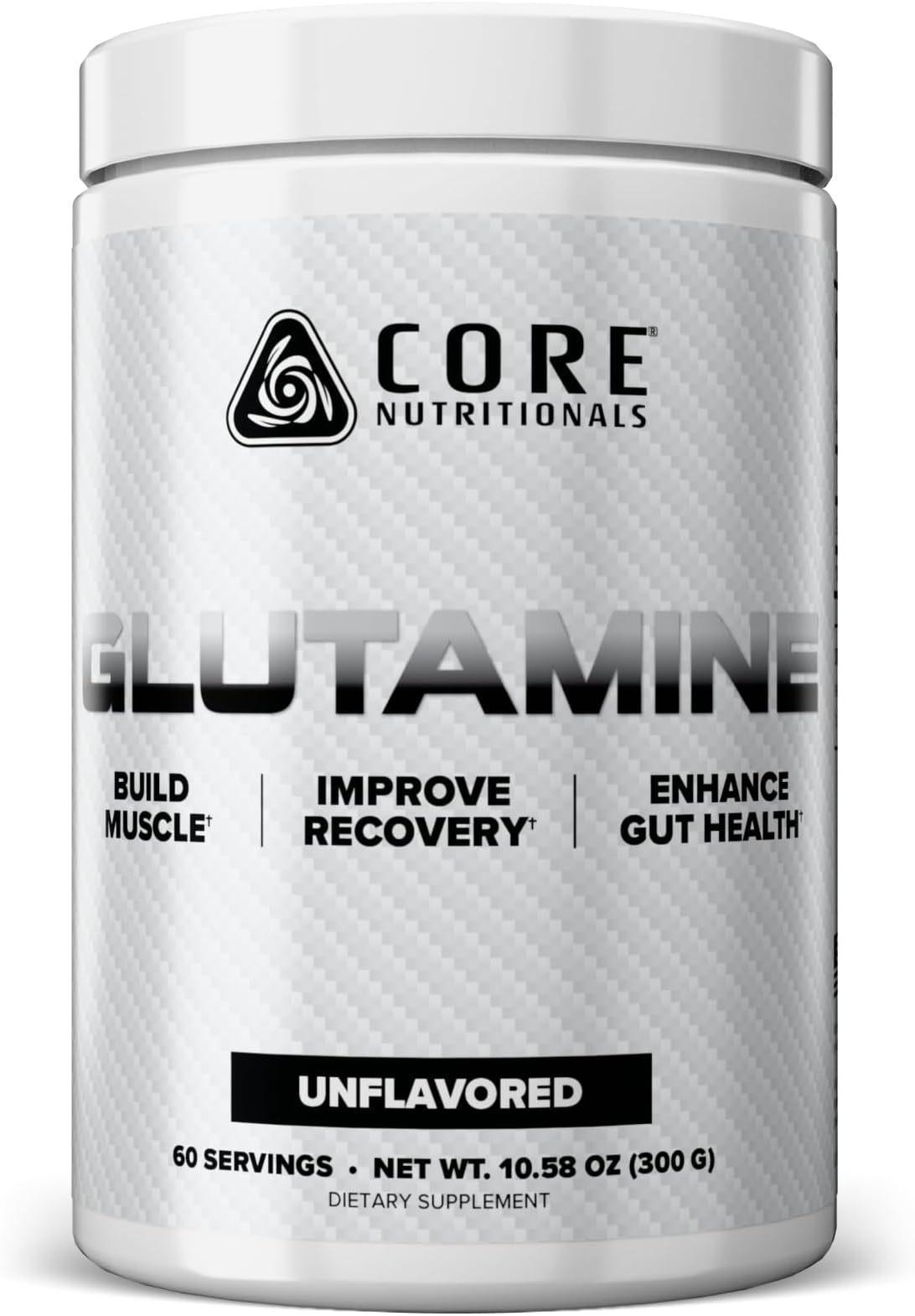 Core Nutritionals Glutamine Amino Acid | Enhance Recovery & Restore L-Glutamine Levels | Immune Support, Muscle Build, Gut Health | 60 Servings (Unflavored)