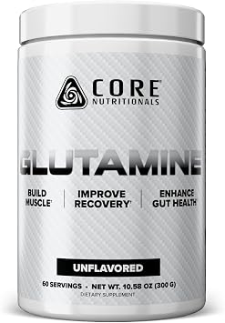 Core Nutritionals Glutamine Amino Acid | Enhance Recovery & Restore L-Glutamine Levels | Immune Support, Muscle Build, Gut Health | 60 Servings Unflavored