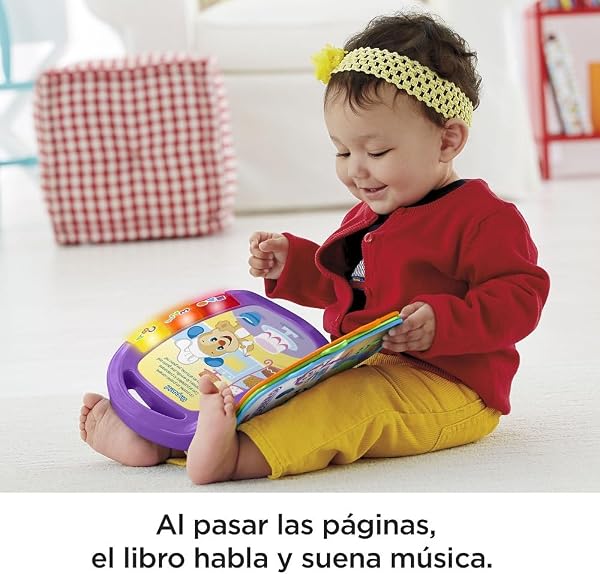 Fisher-Price Ríe y Aprende Libro Interactivo de Aprendizaje Cancionero, Juguete con Luces y Sonidos para bebé +6 Meses, versión español (FRC69) - 3