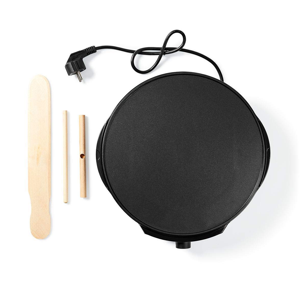 Crepe Maker - Diámetro: 300 mm - 1200 W - Revestimiento antiadherente - Ajustes de temperatura - Luz indicadora - Negro - Metal