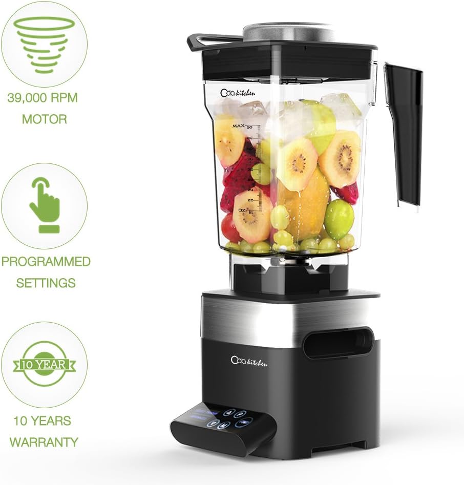 Oda Kitchen Professional Blender - Commercial & Personal Home Smoothie Blender, 39,000 RPM Smoothie Maker with Patented Carbon Steel Blades & BPA-Free Tritan Pitcher for Healthier & Smoother Drinks