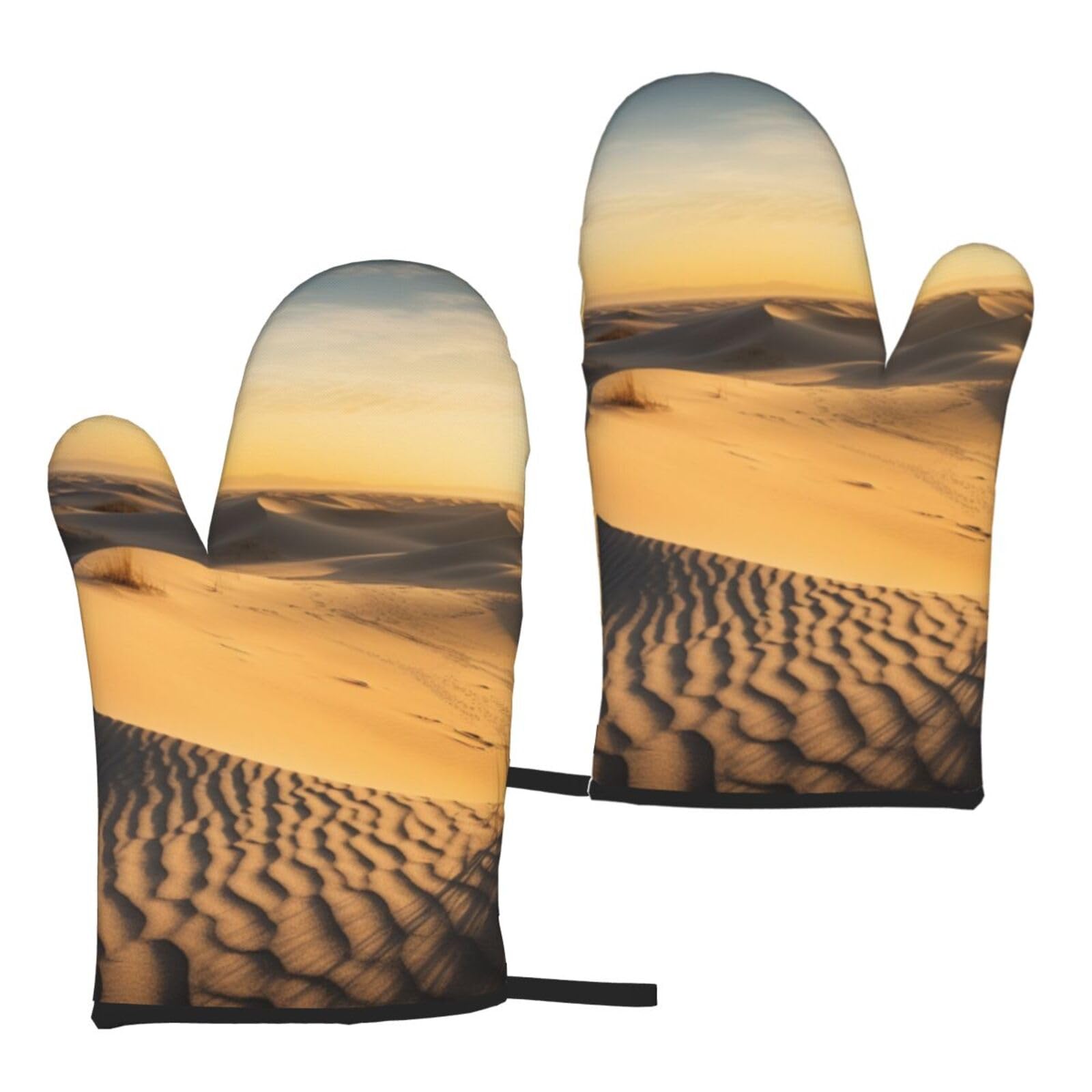 Sand Dunes Printed Oven Mitts Sets 2 PCS Heat Resistant and Non-Slip Glove Potholder for Kitchen Cooking Baking Grilling