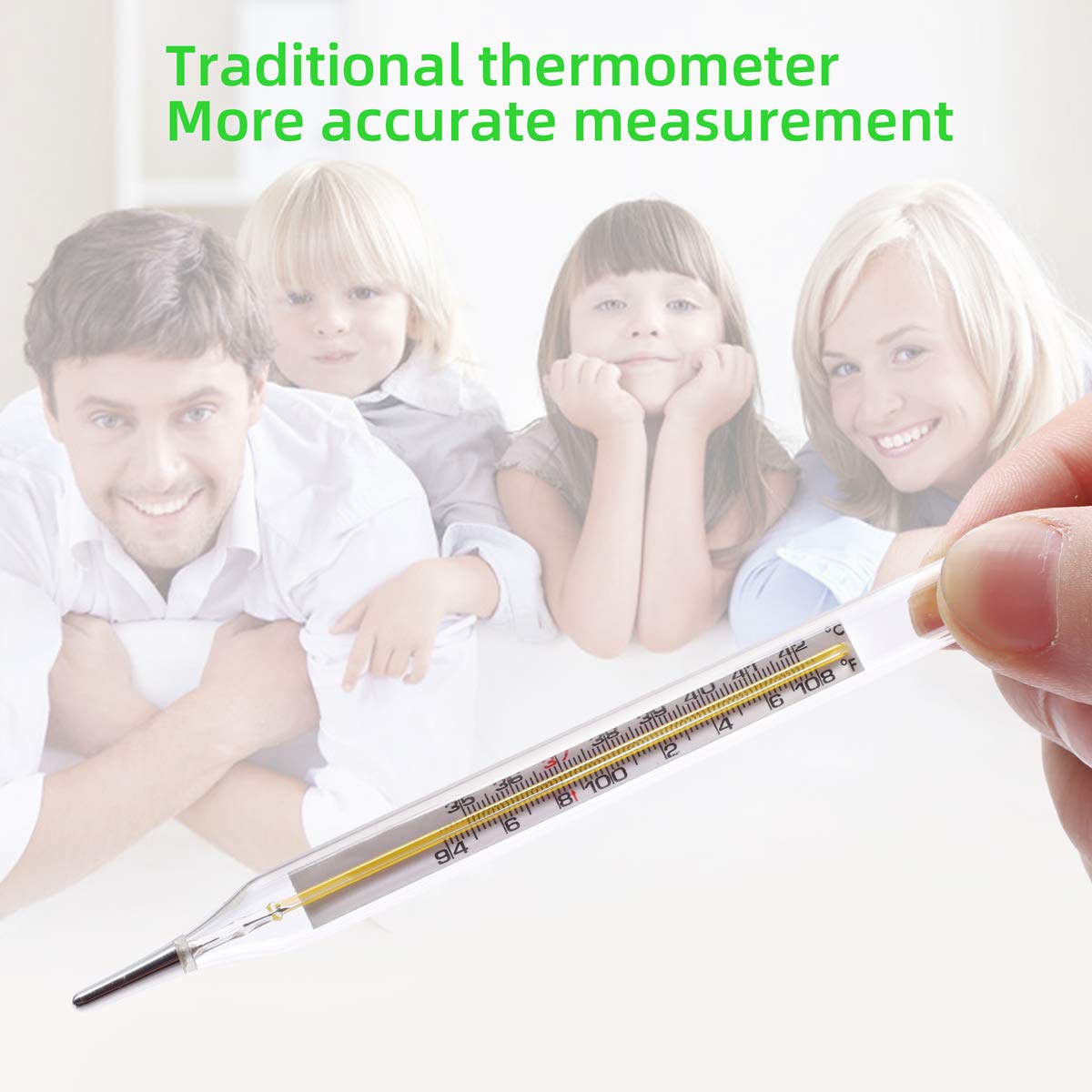 NABIA Glass Oral Temperature for Fever Test, Temperature Axillar Temperature 94-108 °F Armpit Fast Reading Fever Indicator : Health & Household