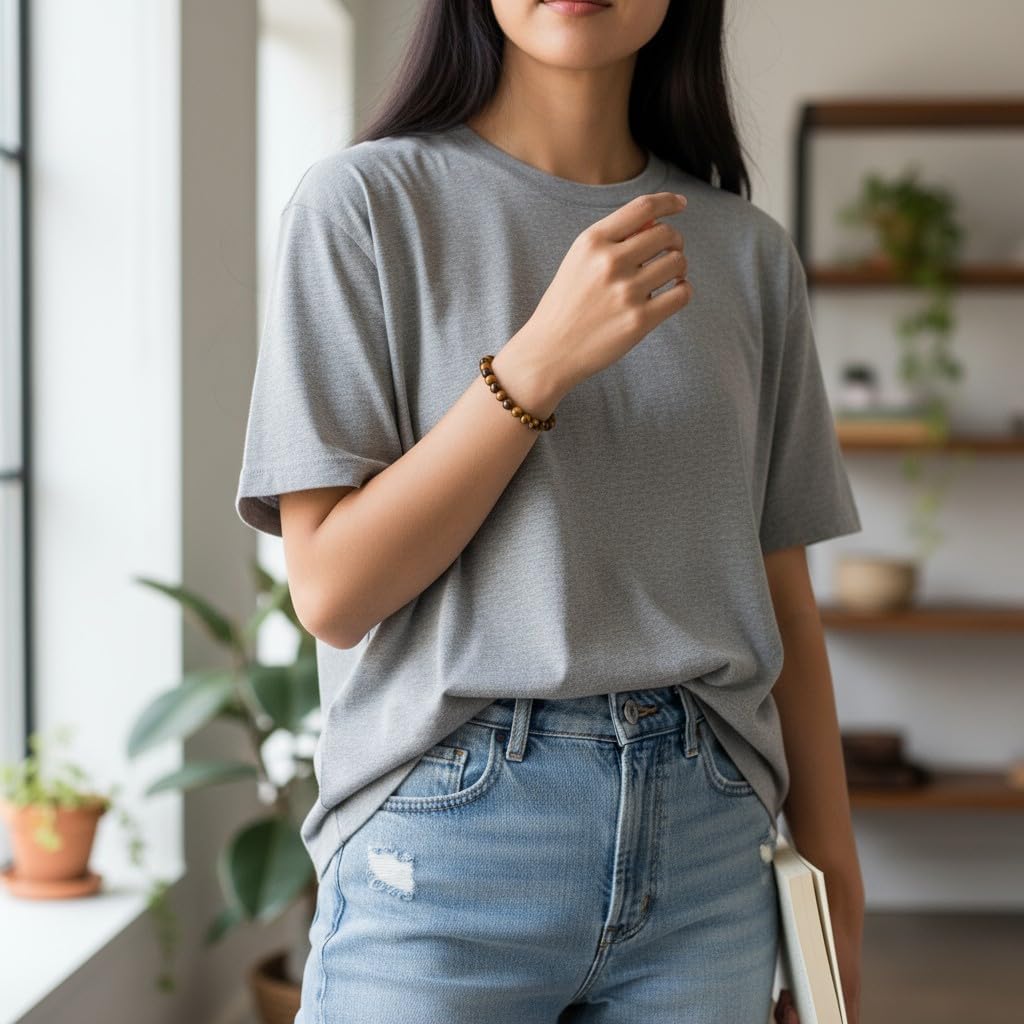 10mm Natural Tiger’s Eye Gemstone Bracelet – Protection • Confidence • Grounding - Image 2