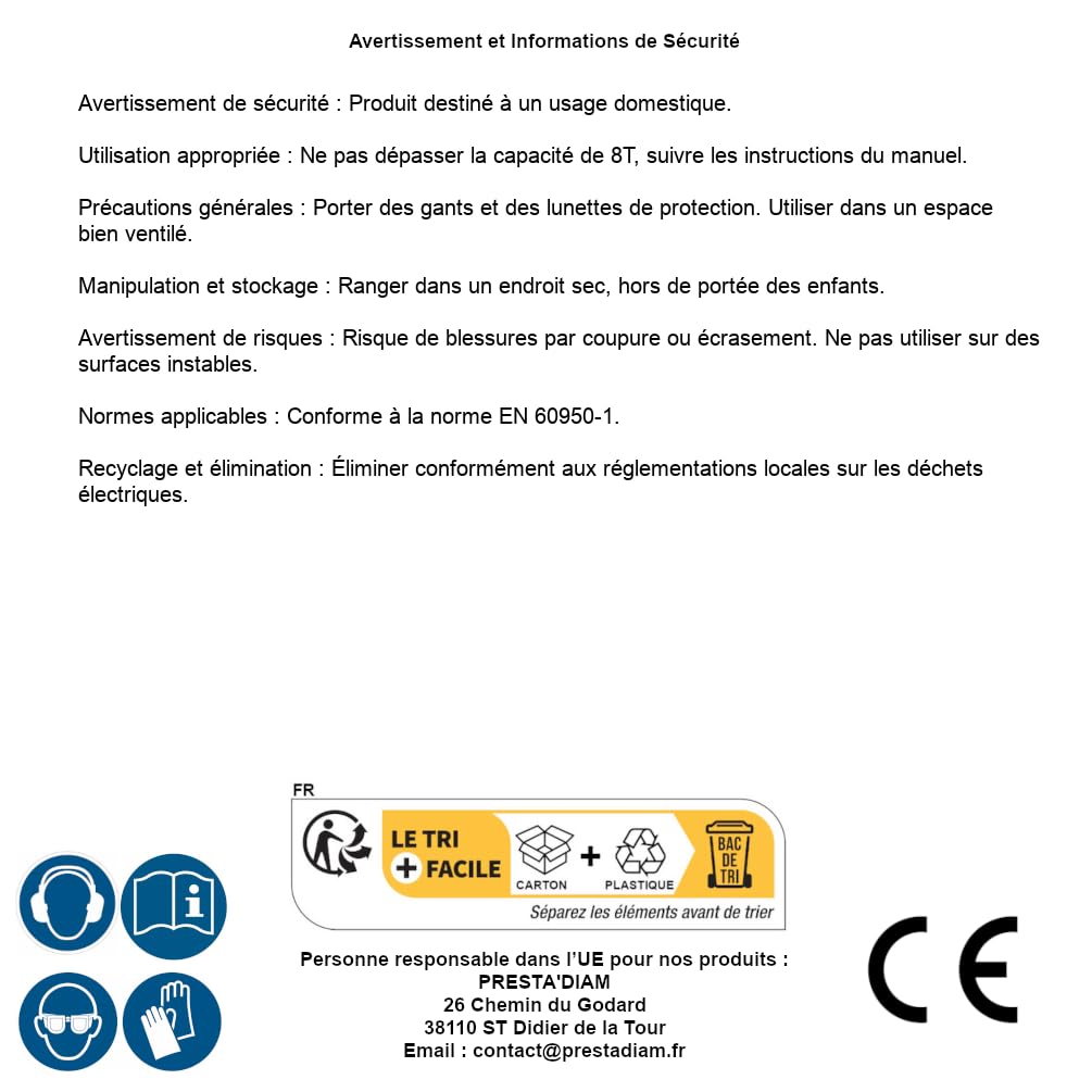 D-Work - Spaccalegna elettrico verticale 8T, 110 kg, potente ed efficace