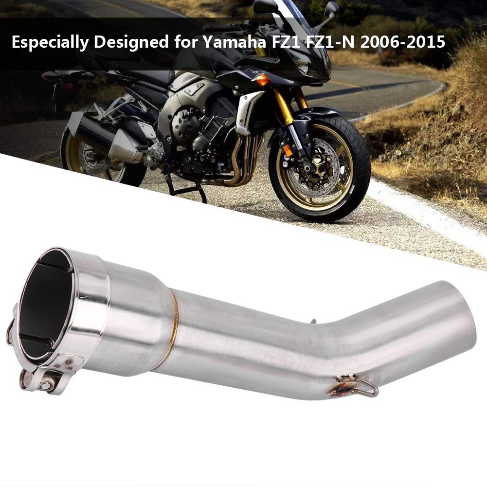Tubo di scarico per moto 51 mm/2,01 ", di scarico completo in acciaio inossidabile Raccordo per tubo centrale per FZ1 FZ1-N 2006-2015