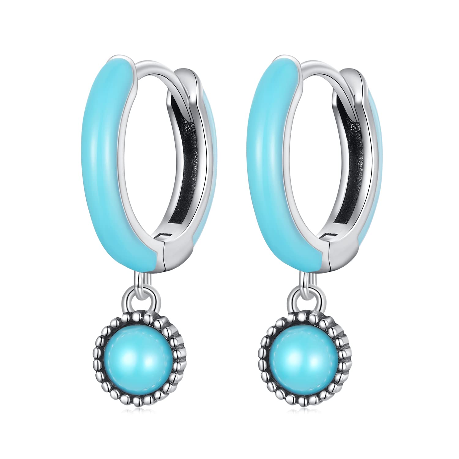 Orecchini Orecchini a Cerchio a Clip da Donna Cerchi a Molla in Argento e Verde per Orecchie Non forate