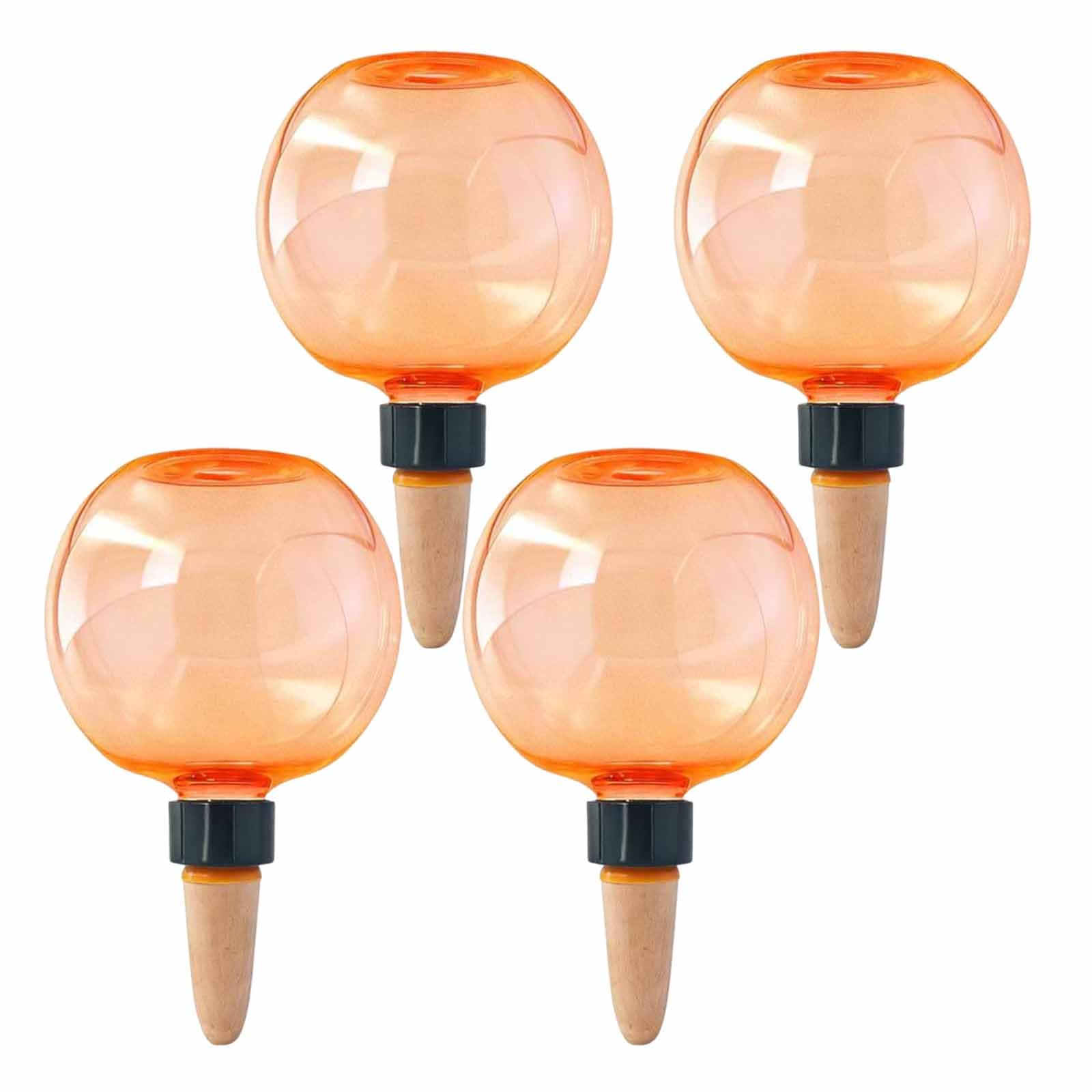 4pcs Plant Self Watering Globes Automatic Drip Irrigation System 500ml Transparent Watering Bulbs for Indoor Plants Balcony Garden (Orange)