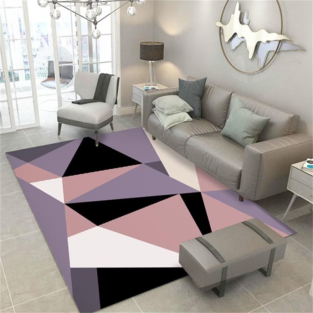 Tapis de 170x240cm moderne violet et rose noir parfait pour la chambre d'un ado ou d'un enfant