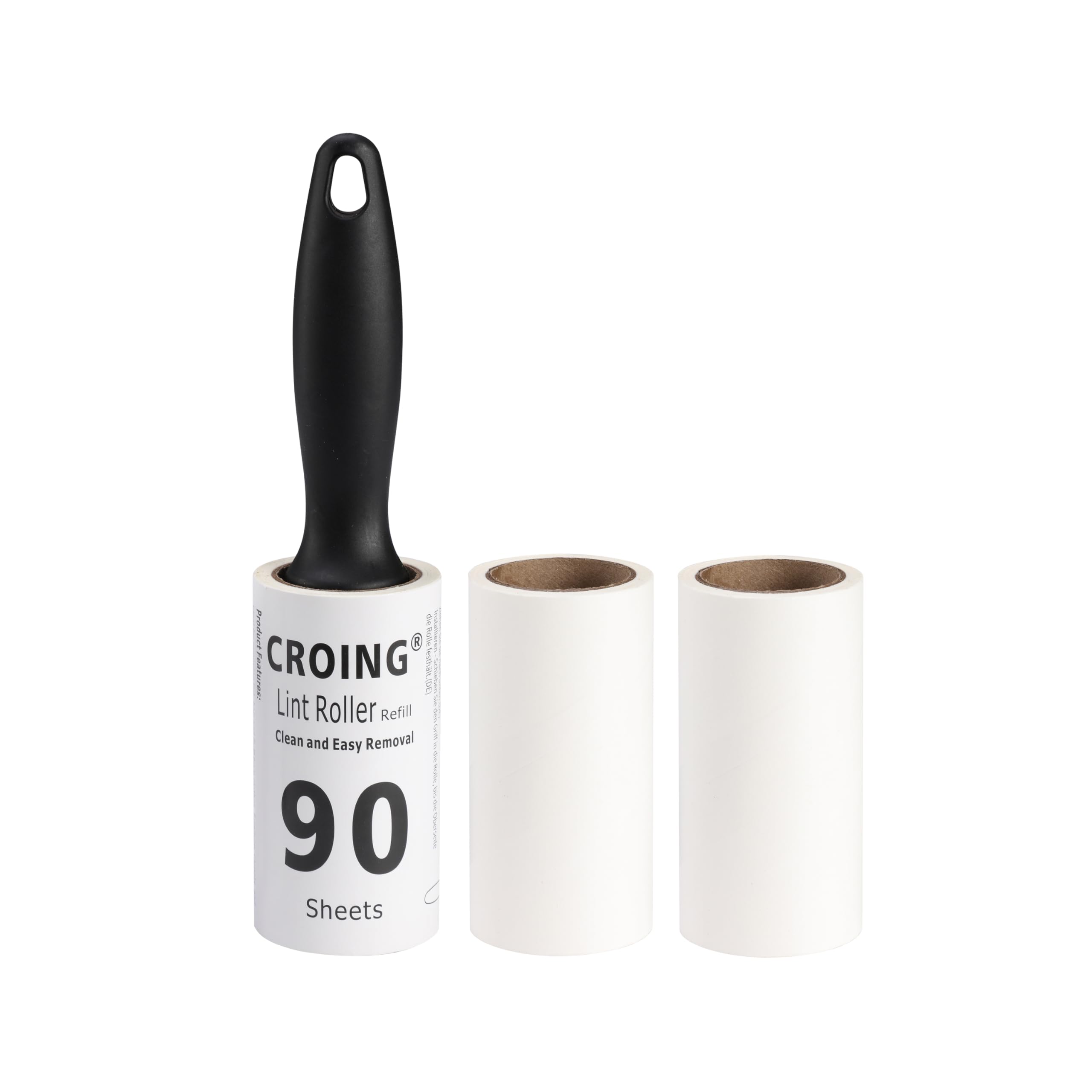 CROING Lint Roller, 270 Sticky Sheets, Lint Remover, Pet Hair Remover, Cat Hair Remover, Sticky Roller for Clothes