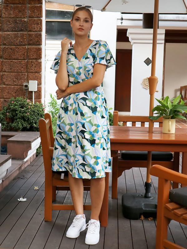 Image of Zink London Women's Off White Printed A-Line Midi Dress