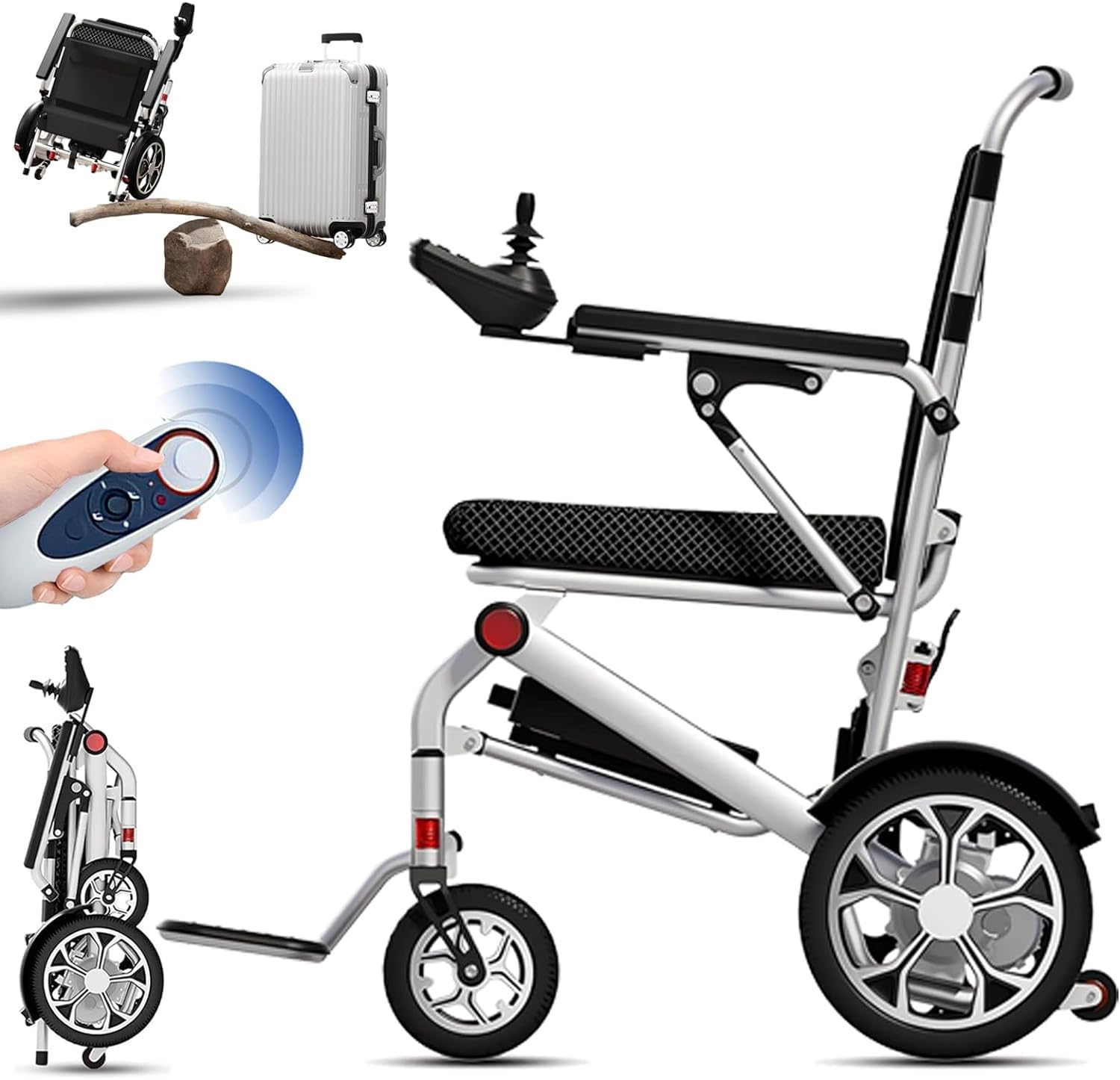 Sedia A Rotelle Elettrica Pieghevole Ultraleggera,Portata 150 kg,Leggera con Telecomando,Batteria agli Ioni di Litio 12 Ah,Sedia A Rotelle Elettrica Pieghevole per La Casa
