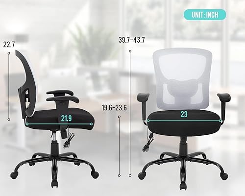 Miniatura 3 de Silla de oficina, silla de escritorio ergonómica con soporte Lumar, silla giratoria para juegos con reposabrazos ajustable, malla transpirable,