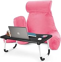 Vista 54 de Nestl Reading Pillow with Portable Laptop Lap Desk - Shredded Memory Foam Back Support Pillow for Sitting Up in Bed and Couch Rest Pillows with Navy