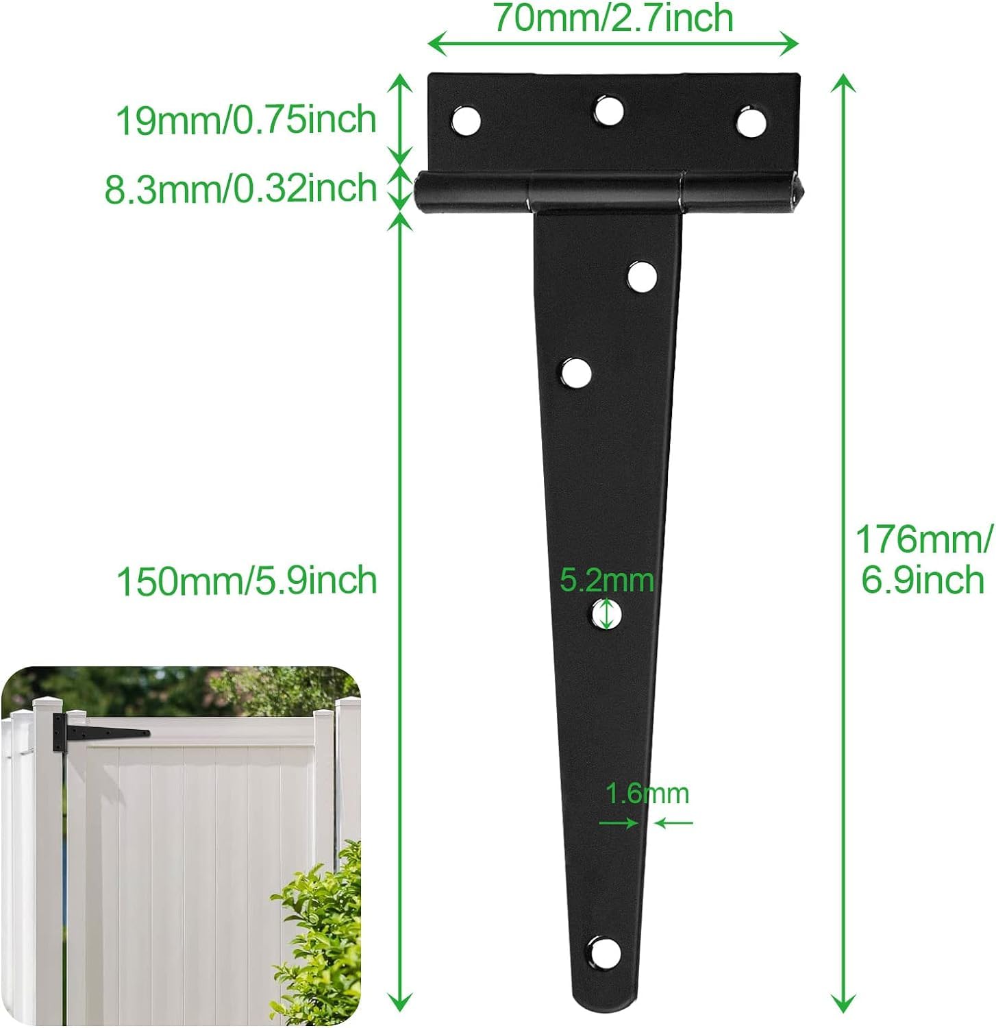 Abaigeal 10 PCS Heavy Duty T Hinges with Mounting Screw - Image 2