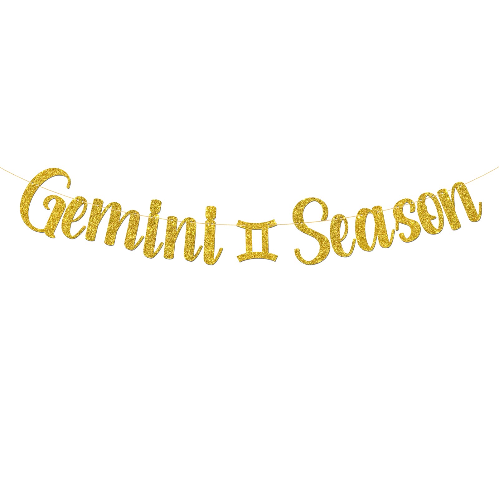 Gemini Season Birthday Banner/Gemini May June Birthday Party Deor/Constellation Birthday Party Decoration Supplies - Gold Glitter (Gemini)
