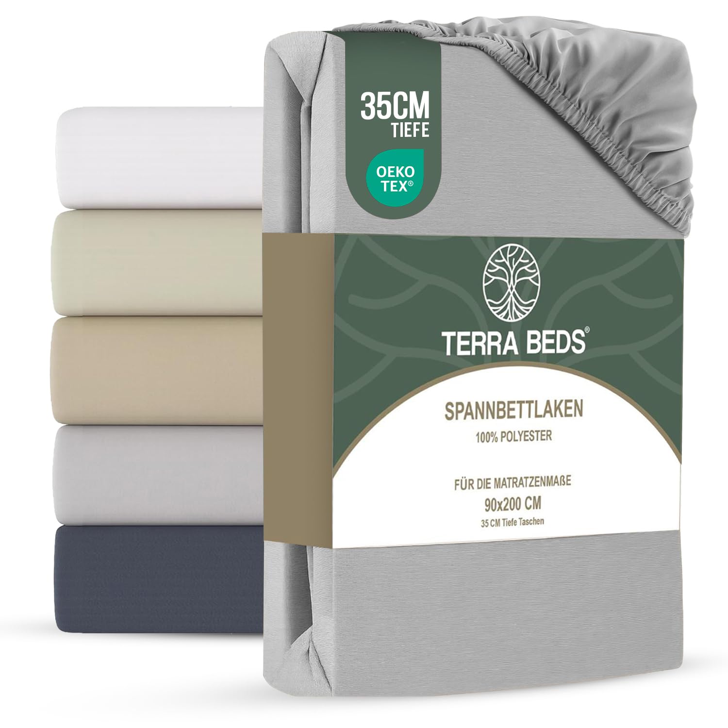 Terra Beds Spannbettlaken – Polyester-Mikrofaser Spannbetttuch, Öko-Tex Zertifiziert, 35 cm Tiefe Tasche, knitterfreies Jersey Bettlaken