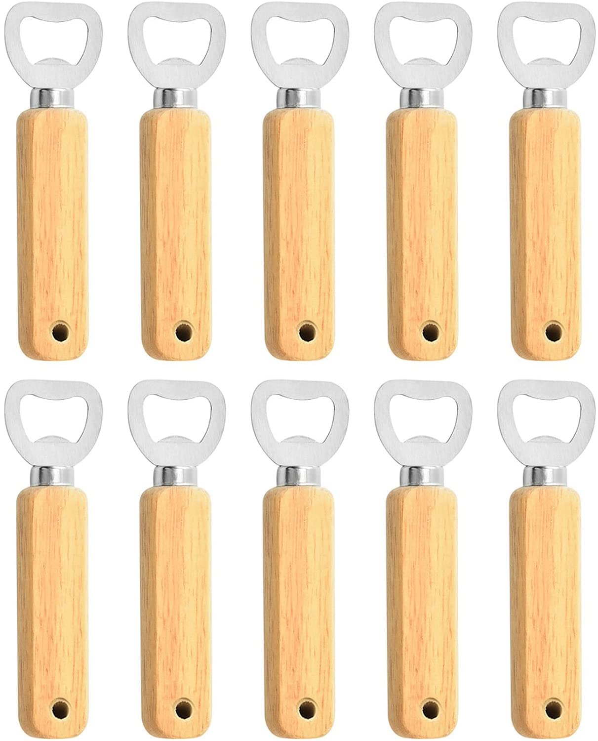 10pcs Wood Handheld Bottle Opener