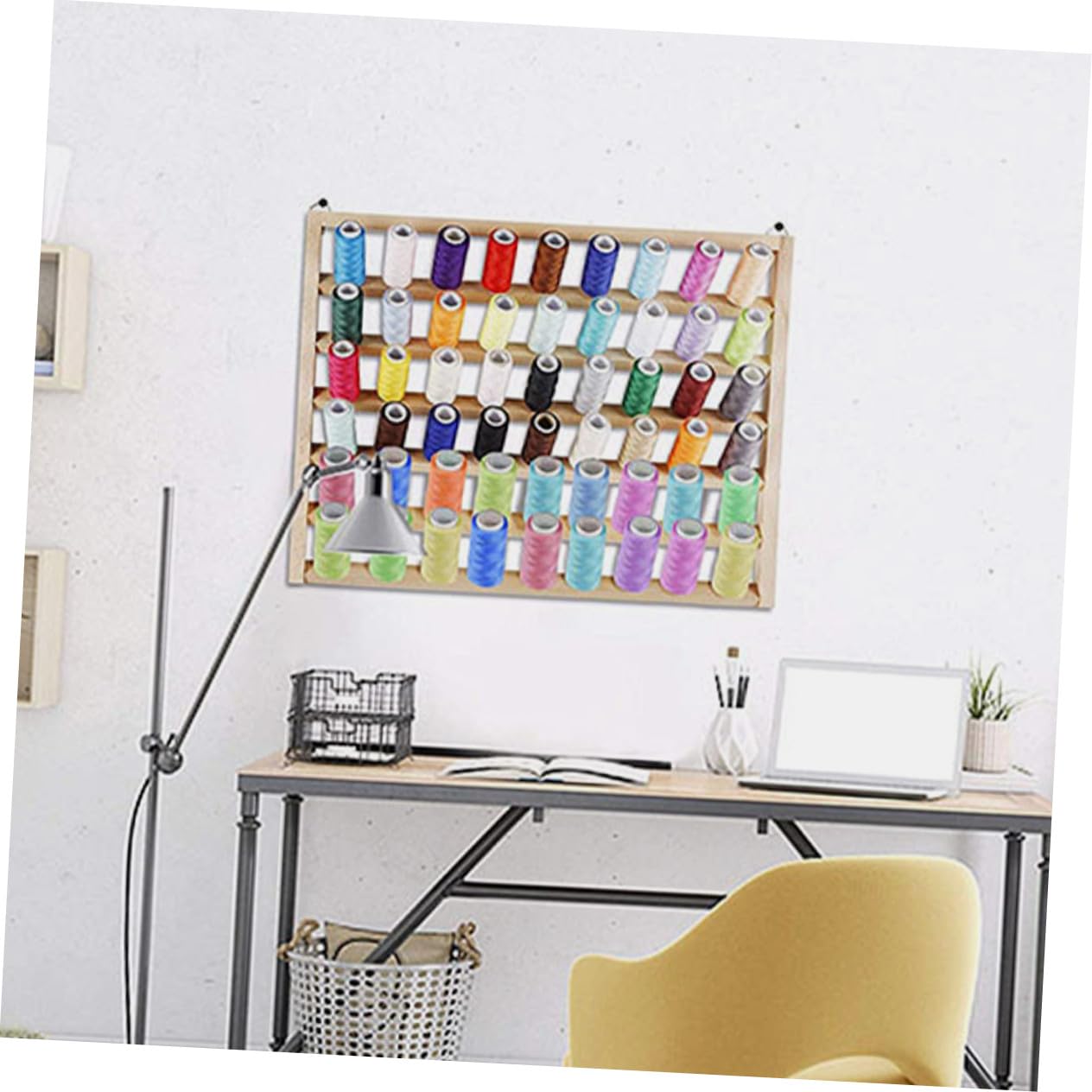 TEHAUX Organizador de de Hilo de Madera con Soporte Estable para Bordado y Costura Estante para Hilo Trenzado y Punto Cruz Fácil de Instalar y Usar sin Daños para Manualidades y Trabajos