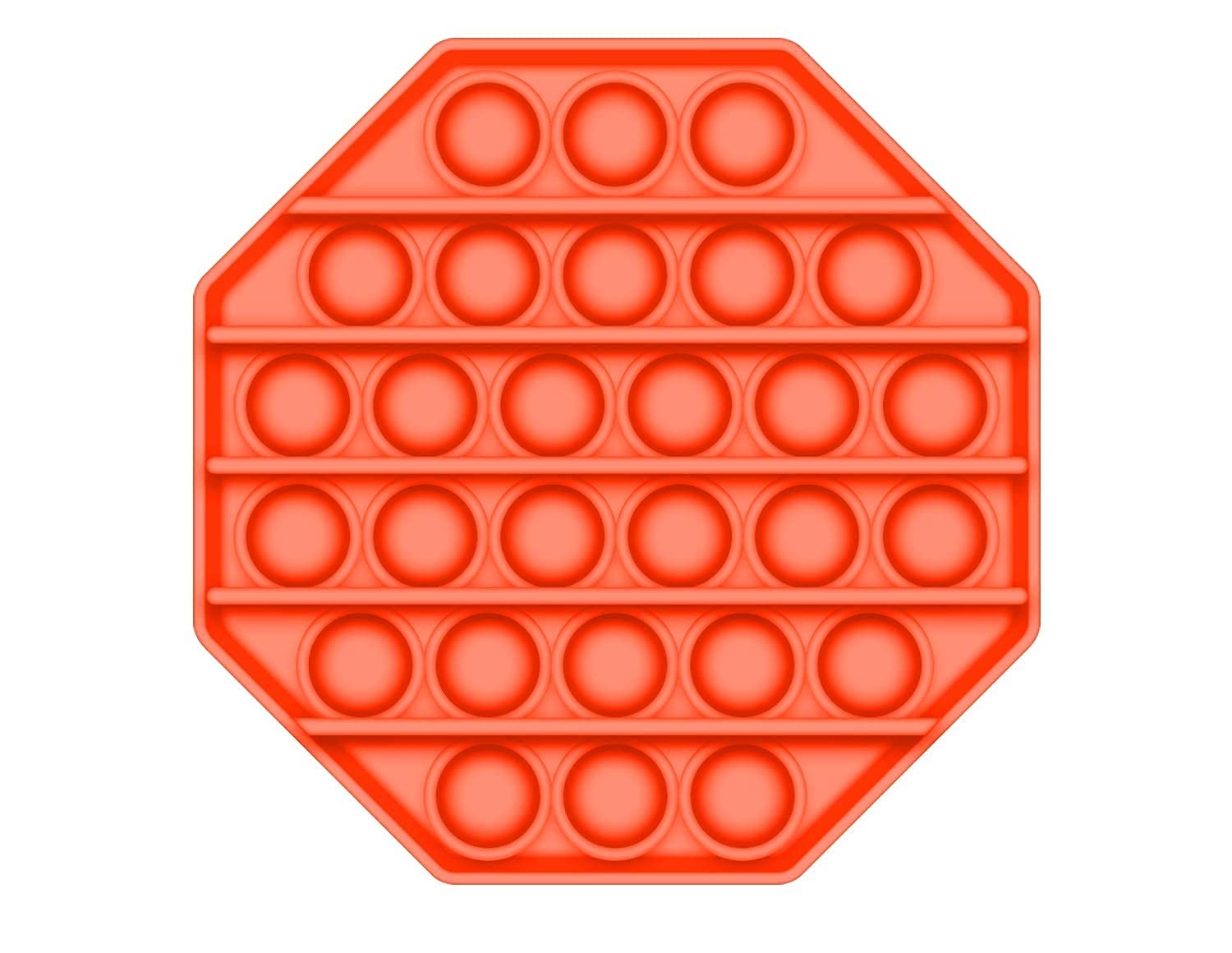 P-Plus International Push Pop Bubble Fidget Toy - Silicone Bubble Popping Sensory Toy 1 PCS Multifunctional Anti Anxiety Tools Autism Special Needs Pop Game for Kids and Adults (Orange Octagon)