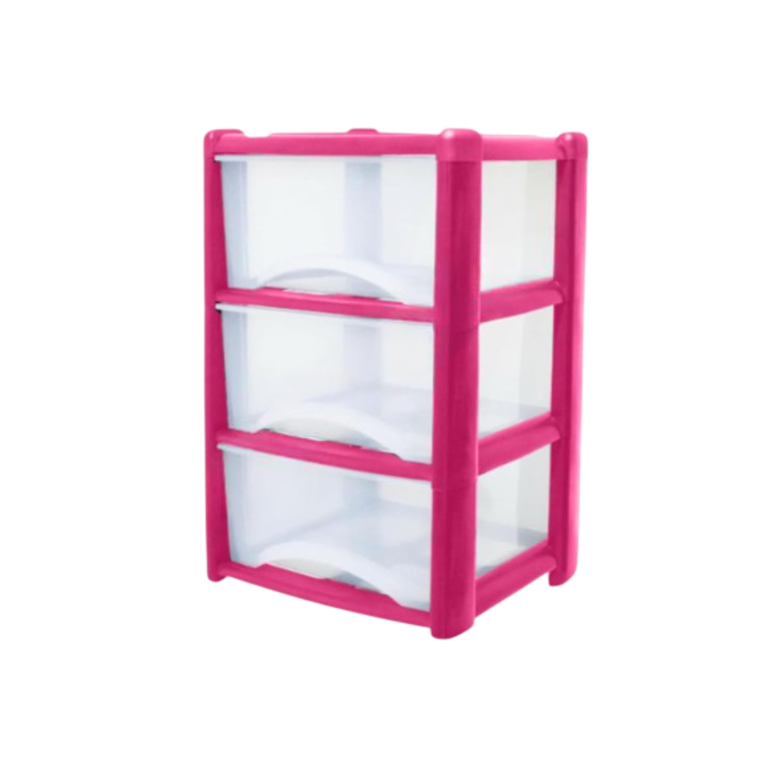Neat. 3 Plastic Storage Drawers Unit with See-Through Drawers, Compact Vertical Design โ Durable Plastic, Ideal for Organizing Office Crafts, and Household Items, 60cm x L39cm x W39cm - Pink โ image 1