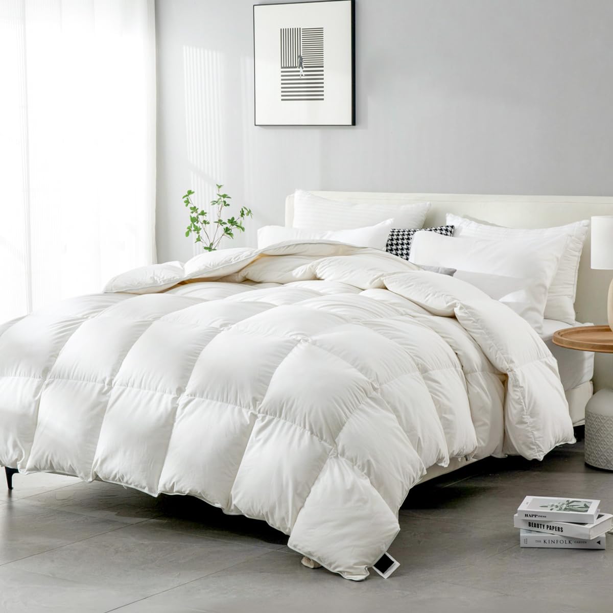 BPC Down Duvet for Bed 180/160, Egyptian Cotton Blend, 100% Down and Feathers, Duvet for 4 Seasons, Extra Soft 240 x 260 cm Oeko-Tex and RDS Certified, Filling Weight: 1900 g