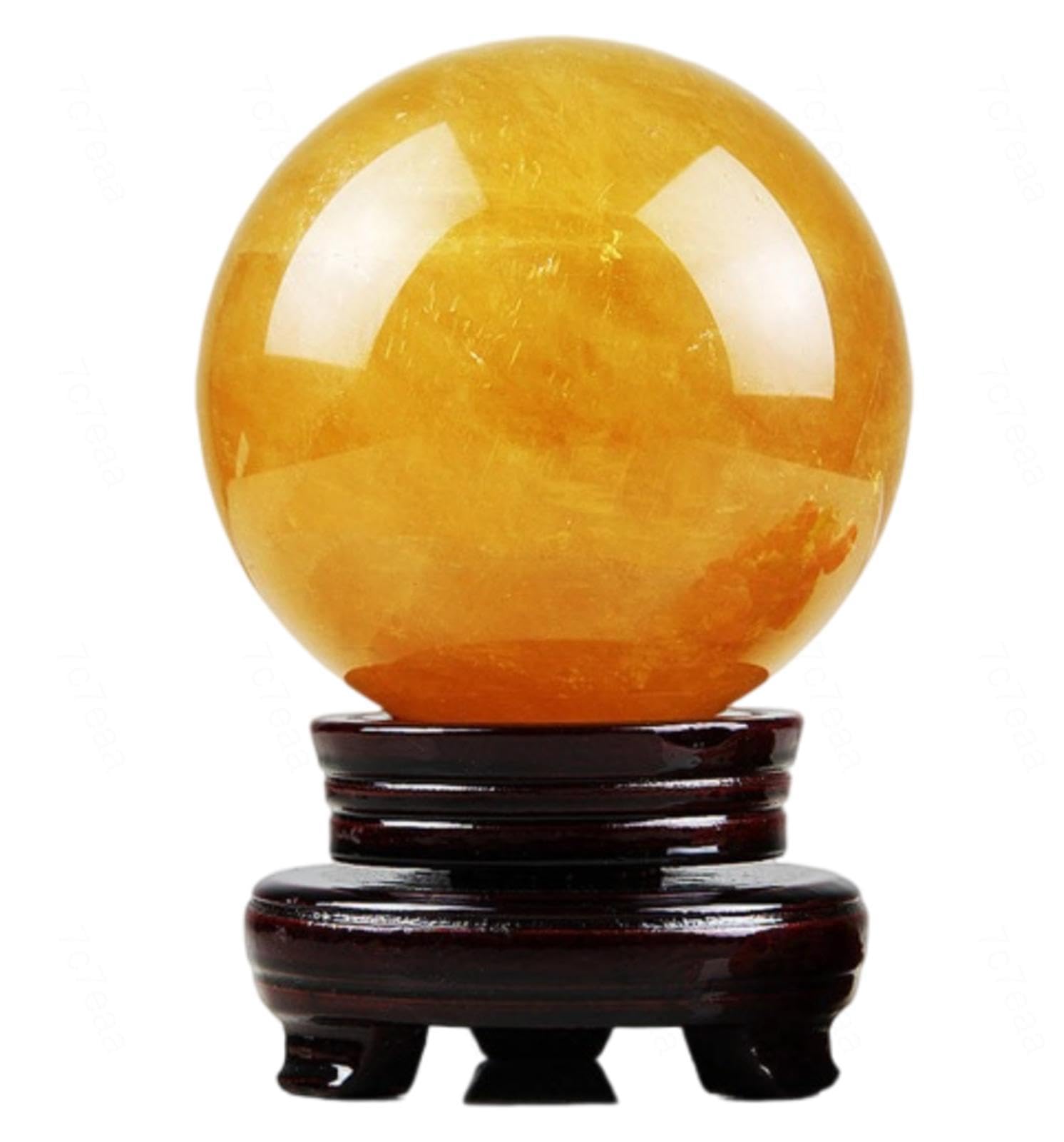 DPURPIWADY Citrine Ball Ornament Home Decoration Table Top Decor Decorations Divination Sphere Sculpture Crystal Prop Wooden Yellow, ball-16cm