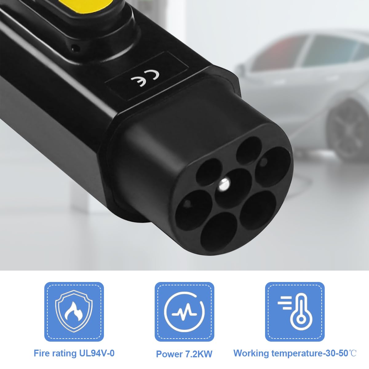 Adattatore EV da Tipo 2 a Tipo 1, Cavo di Ricarica per Veicoli Elettrici Con Clip, 32 A IEC 62196 Maschio a SAE J1772 Femmina Convertitore per Auto