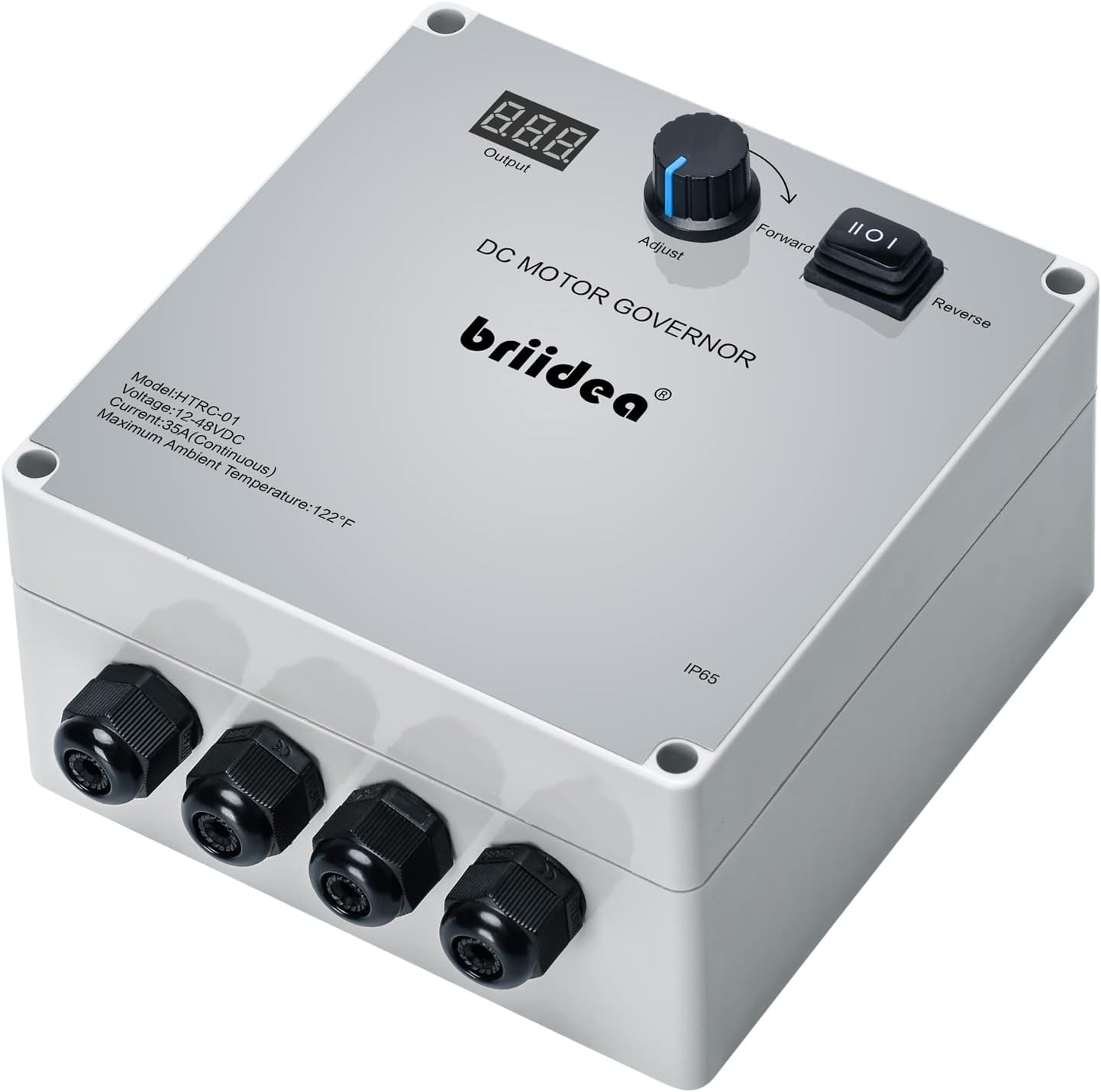 Briidea PWM Controller, DC 12-48V 35A Waterproof Motor Speed Controller with Forward-Brake-Reverse Switch, Adjustable Potentiometer and LED Display, Easy Assembly, Perfect for Trolling Boat Motor
