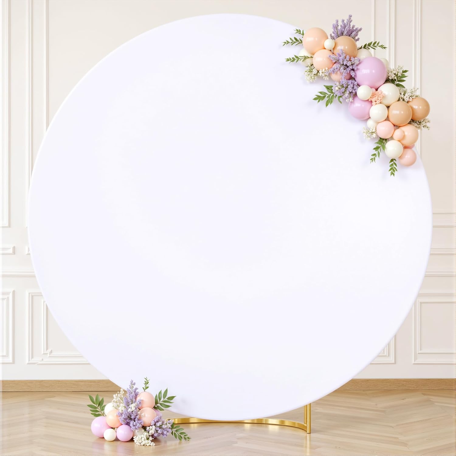 7.2 FT White Round Backdrop Cover for Circle Balloon Arch Stand Stretchy Circle Arch Backdrop Covers for Wedding Arch Baby Shower Birthday Party Photo Shoot Photography Arch Background Decorations