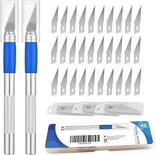 2 PCS Craft Knife Hobby Knife with 30 PCS Replacement Craft Knife Blades, HEADLEY TOOLS Precision Craft Knife Set and Spar...